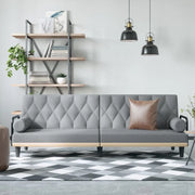 Divano Letto con Braccioli Grigio Chiaro in Tessuto 351937