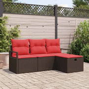 Set di divani con cuscino 4 pcs Marrone e Rosso polyrattan 3359153