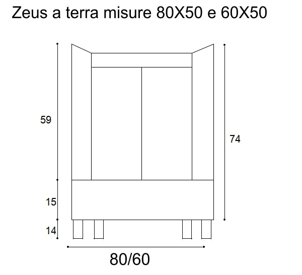 Mobile Lavatoio Vasca Zeus in MineralMarmo Apertura a 2 Ante 60x46x84 cm Olmo Bianco