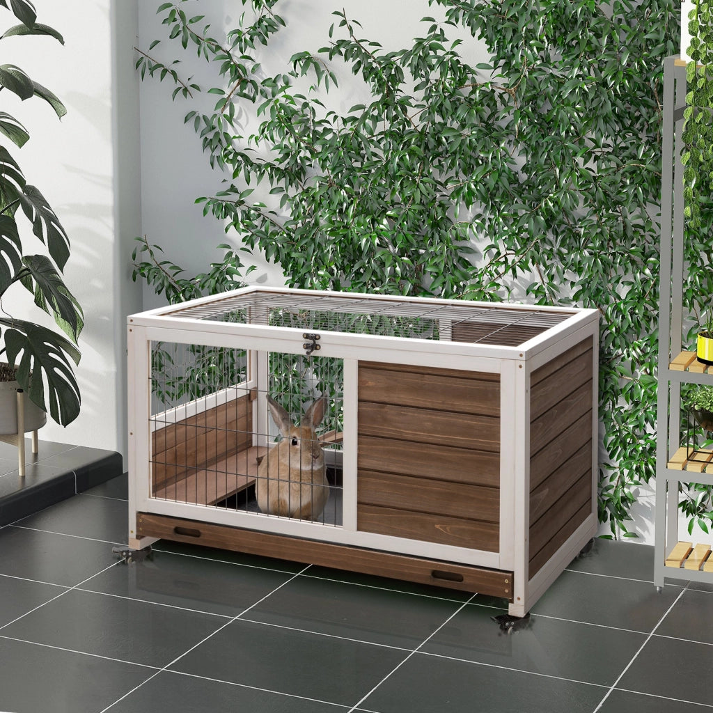 Gabbia per Conigli ¨C Xylo ¨C con Tetto Apribile e Vassoio Estraibile 90x53x59 cm Marrone