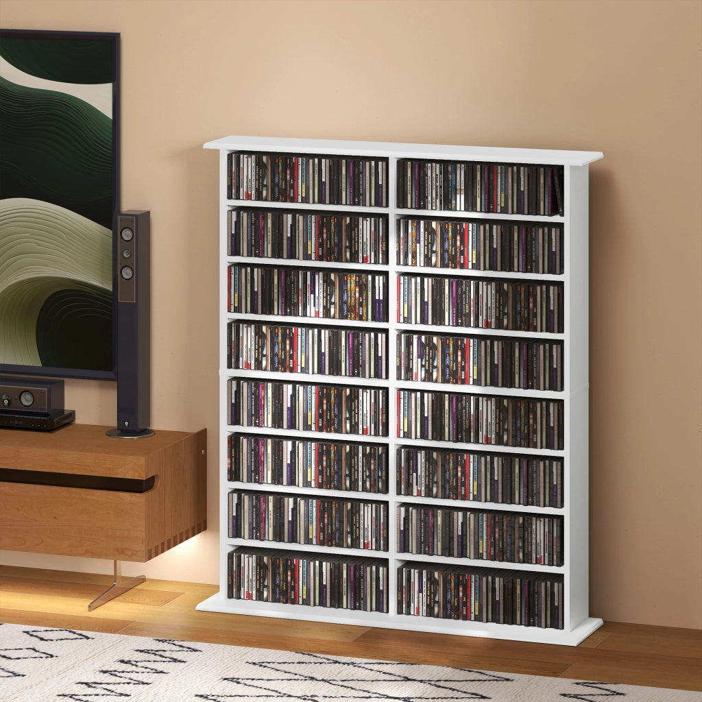 Libreria per CD e DVD con scomparti e ripiani regolabili ¨C Minimal ¨C bianco 16x12