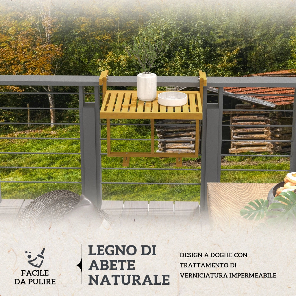 Tavolino Pieghevole Regolabile ¨C Zephmum ¨C Legno Naturale 50x50x50