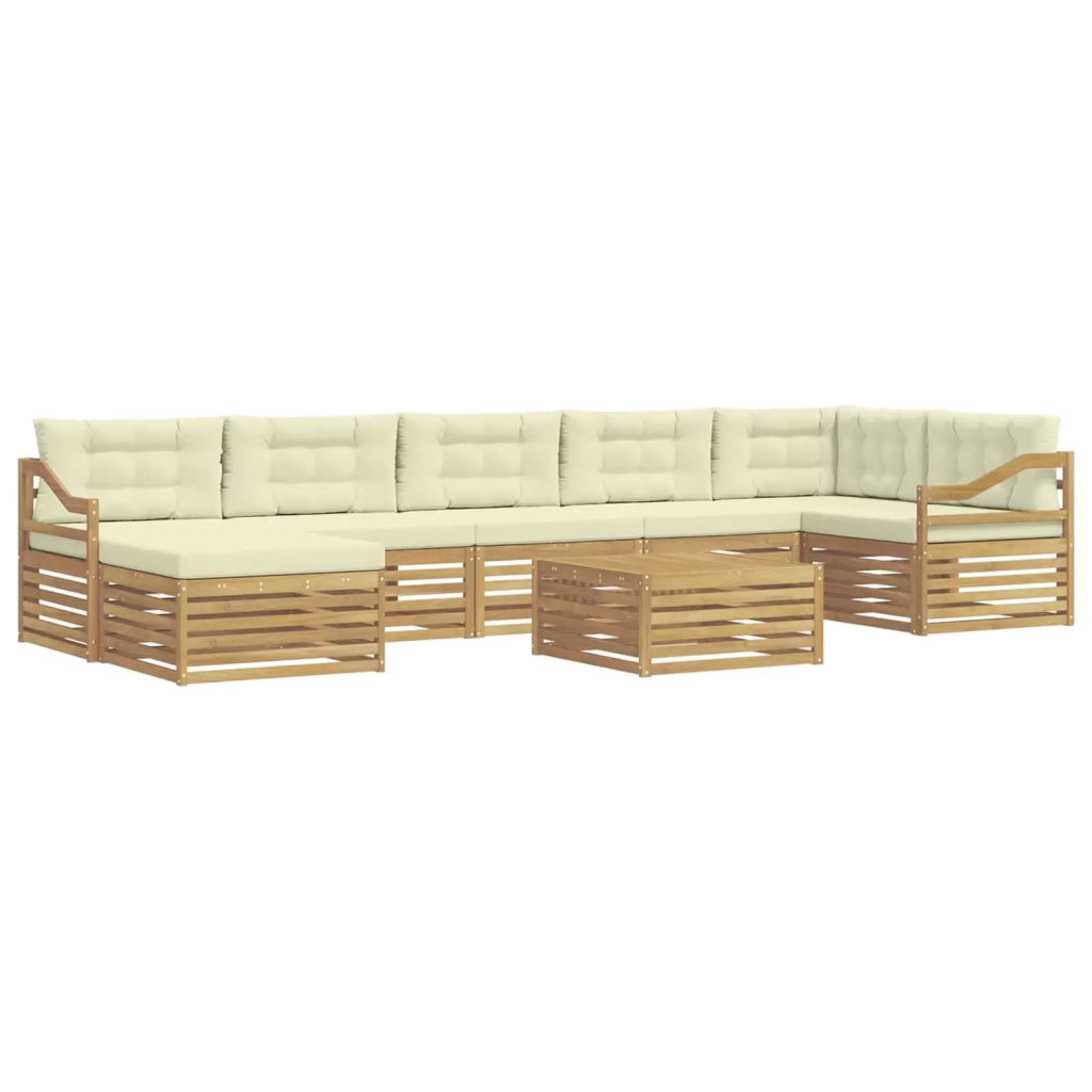 Set di divani da esterno 8 pz Bianco e Crema Poliestere 3390900