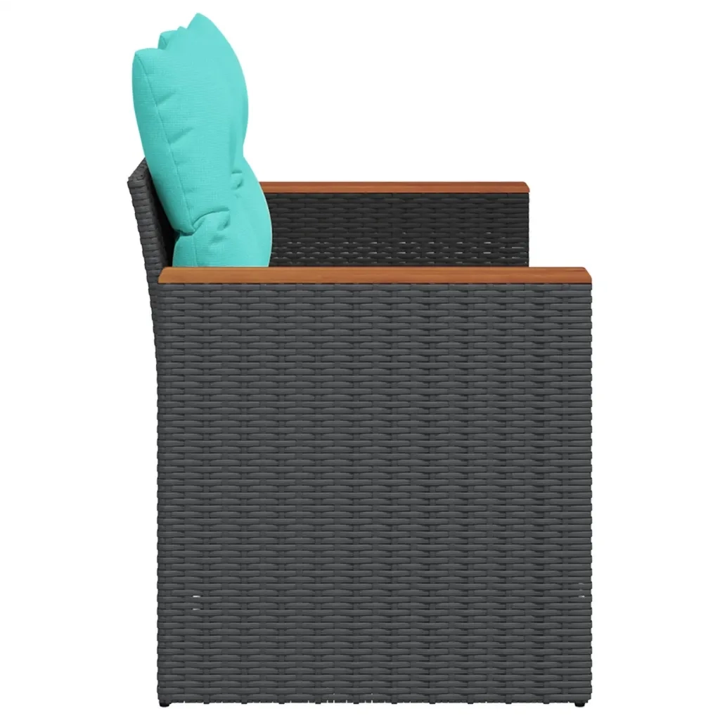Divano da giardino con cuscini 2 posti nero in polyrattan 366035