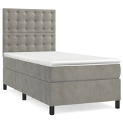 Letto singolo | Letto per adulti | Giroletto a Molle con Materasso Grigio Chiaro 100x200cm Velluto