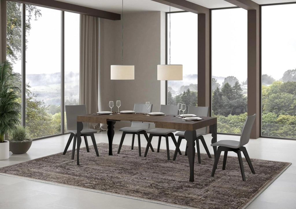Tavolo allungabile 70x110/194 cm Paxor Noce telaio Antracite