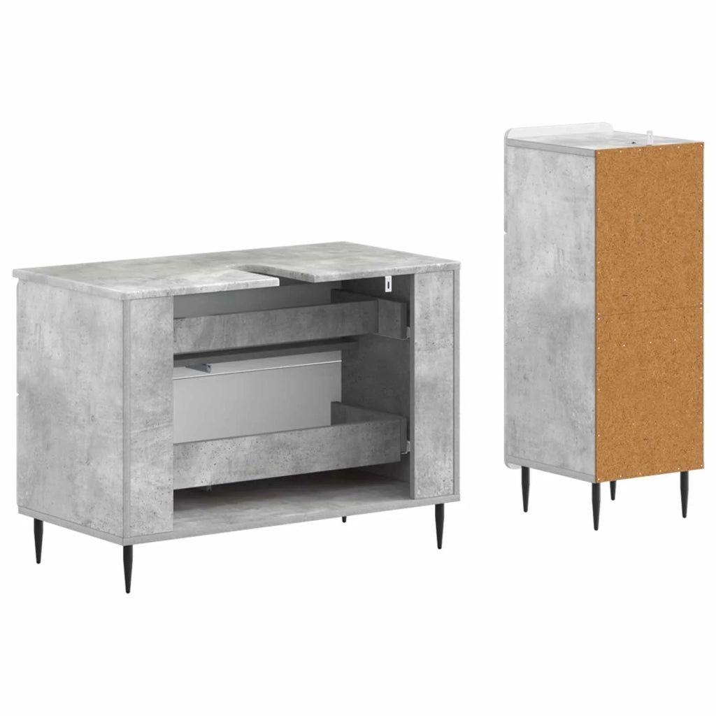 Set di Armadi da Bagno da 2 Pezzi HAARLEM Grigio Cemento 3417696