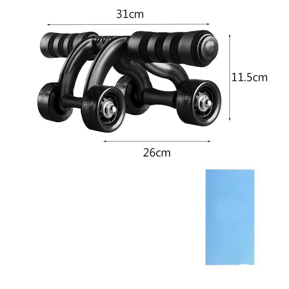 Trade Shop - Attrezzo Per Addominali Flessioni Petto Glutei Spalle 4 Ruote + Tappetino Fitness -