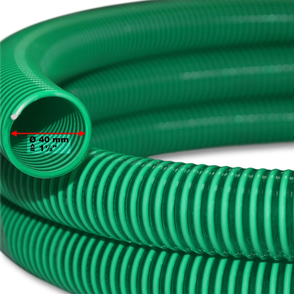 Tubo flessibile di aspirazione a pressione da 5 m diametro 40 mm (1 1/2") rinforzato a spirale verde 16_0001623