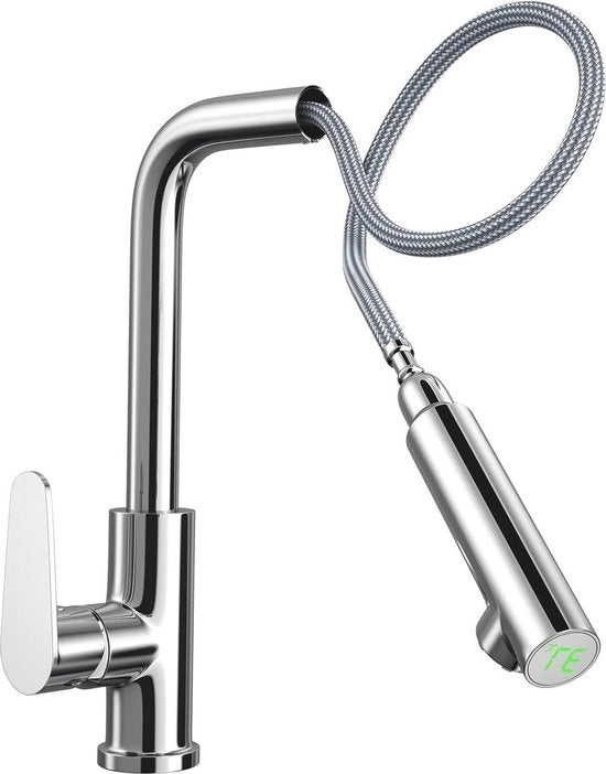 Kraan da polso con indicatore di temperatura 360 gradi rotativo - miscelatore ad alta pressione - facile da installare - cromato