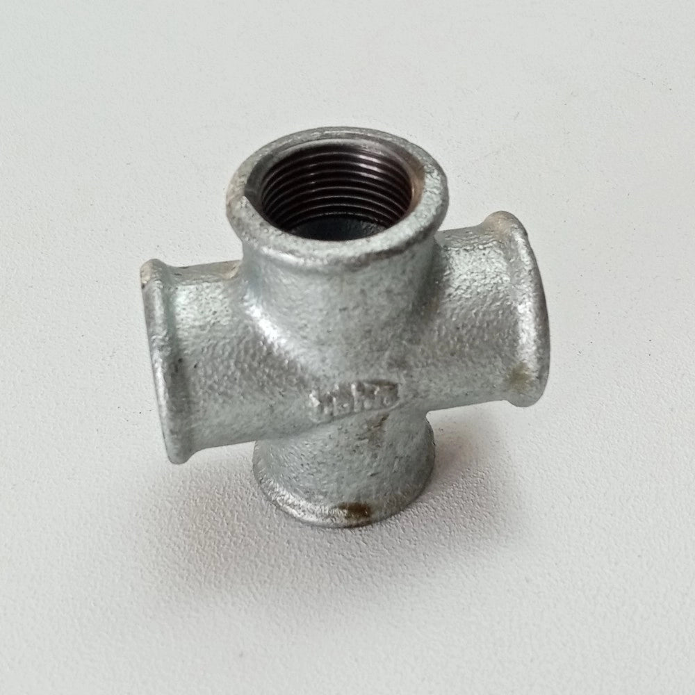 Raccordo ffff 1/2'' croce raccordo a 4 vie di ghisa zincata malleabile