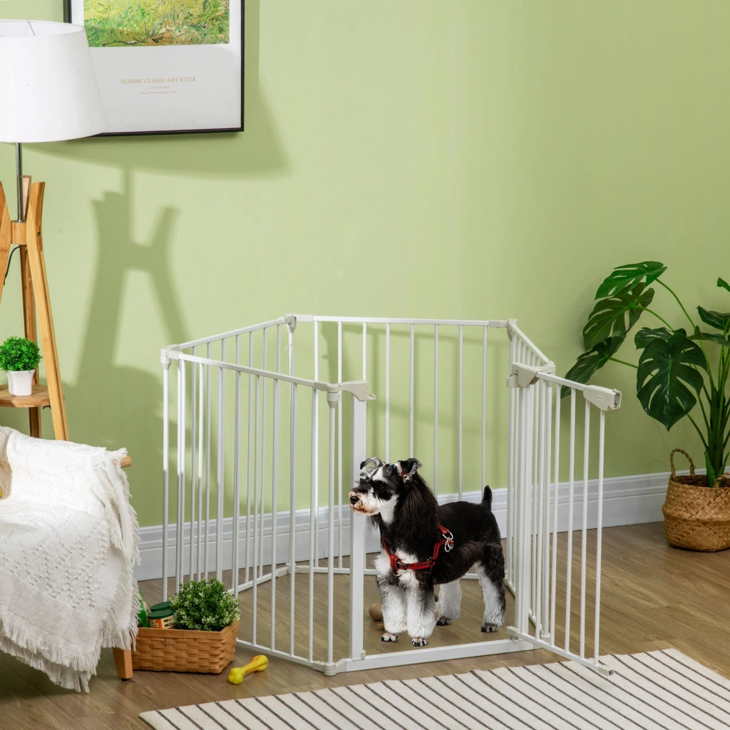 Recinto modulare per cani con porta integrata ¨C Xylo ¨C 300x74,5 cm metallo PP bianco