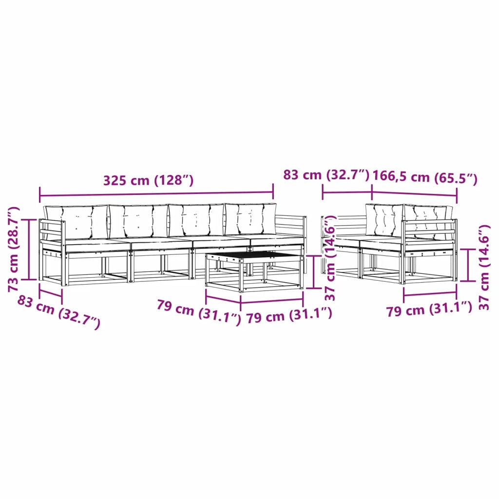 Set di divani da esterno 6 pz Bianco e Beige 3386082