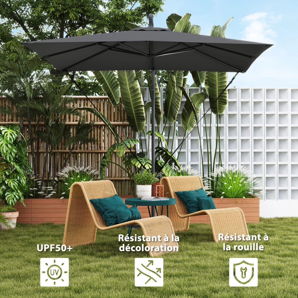 Ombrellone da giardino decentrato 2,5x2,5m ¨C Xylo ¨C Grigio antracite con manovella