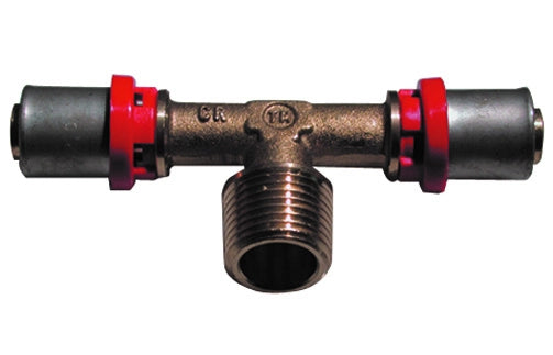 RACCORDO PRESS A T MASCHIO PER MULTISTRATO- 1/2 x 20- TIEMM- pezzi 1