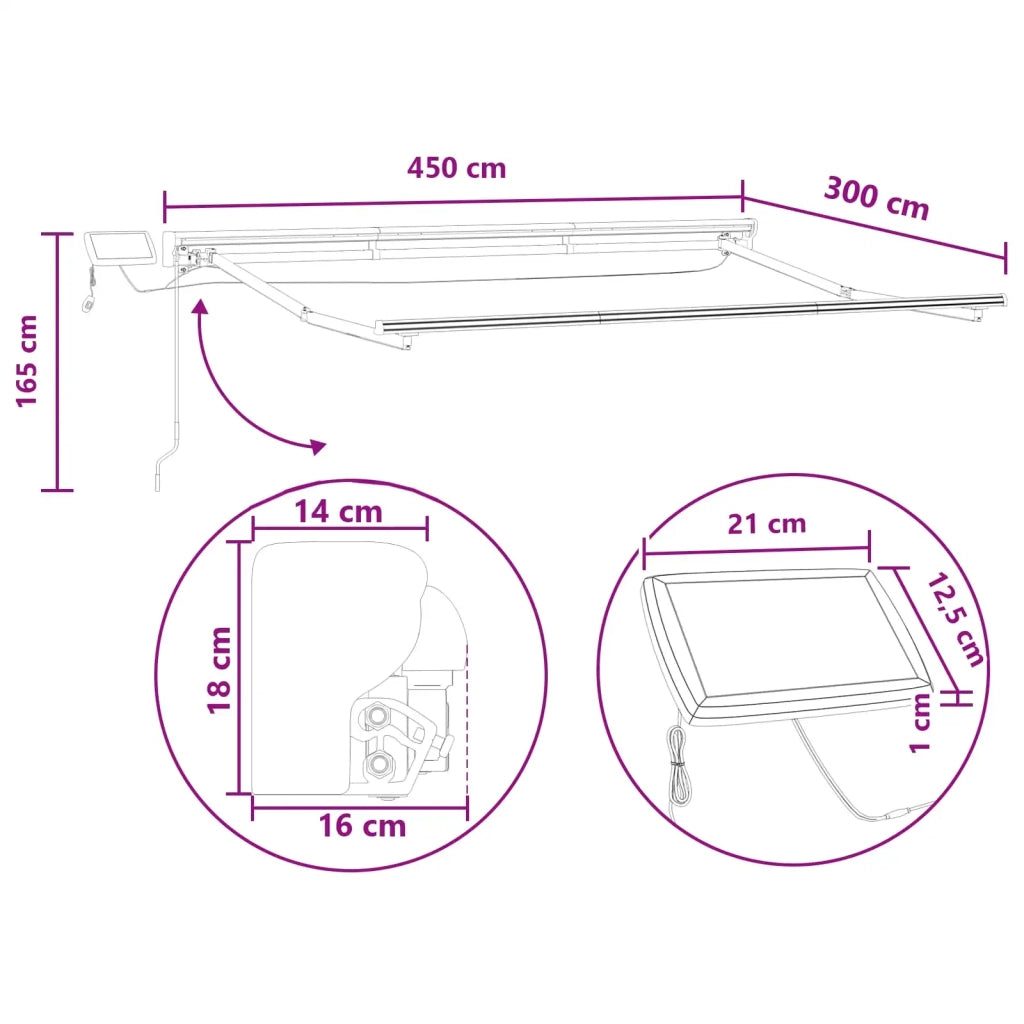 Cornice per Tenda Manuale con LED 4,5 × 3 m 3426246