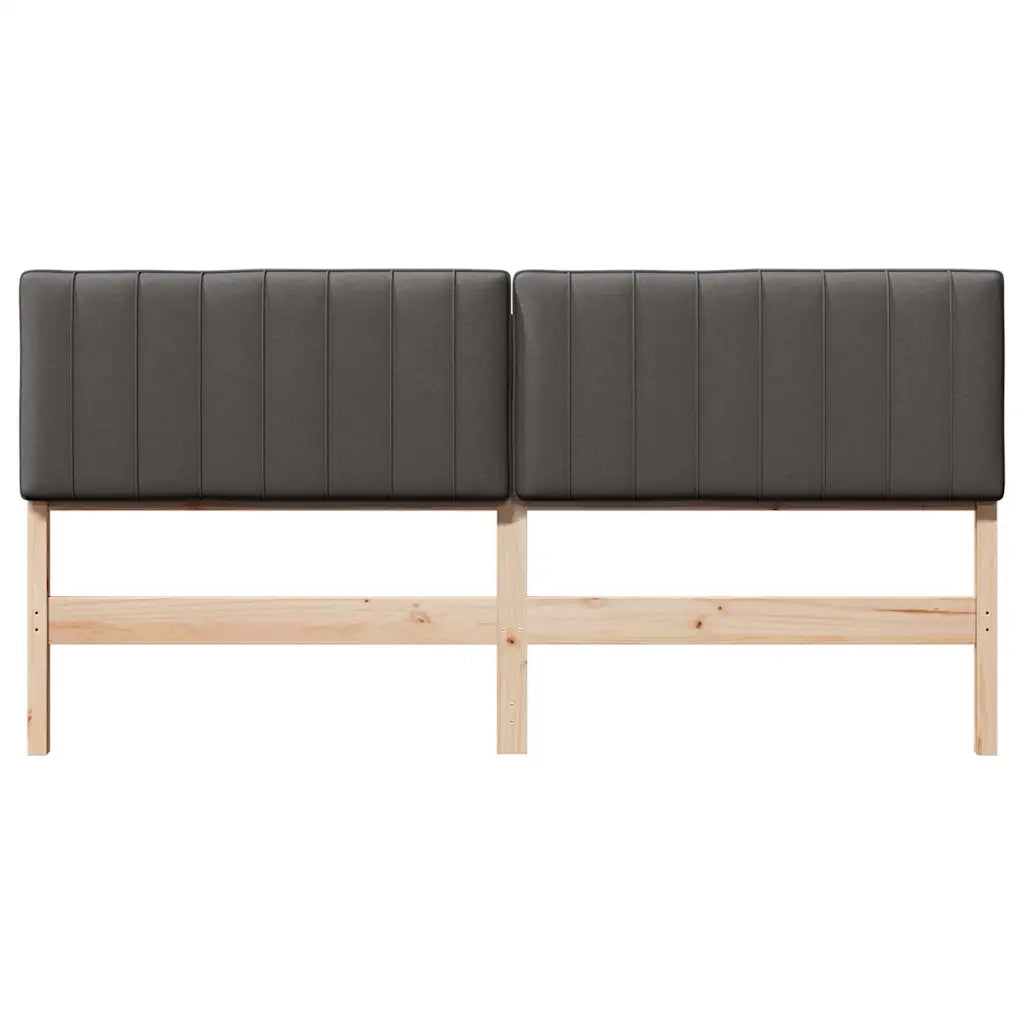Testiera imbottita Marrone e grigio scuro 180 cm Pino massello 880164