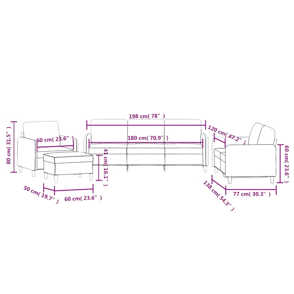 Set di Divani 4 pz Rosa in Velluto 3201947