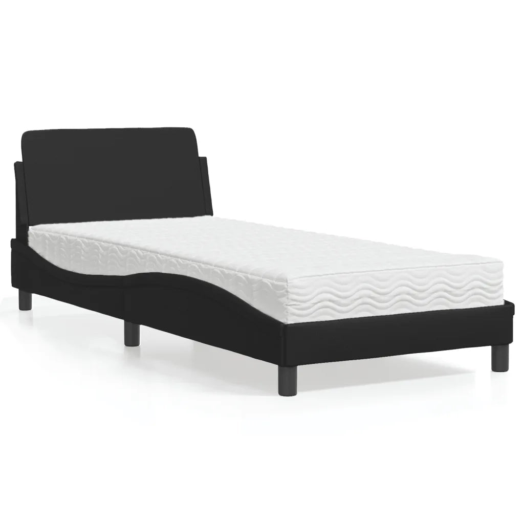 Letto con Materasso Dover Nero 90x190 cm in Similpelle