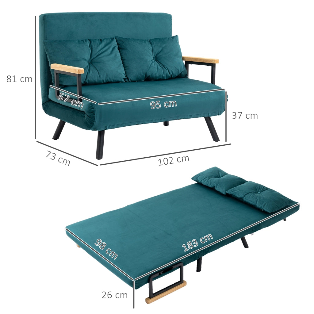 Divano Letto Matrimoniale Vellutato con Schienale Regolabile ¨C zephmum ¨C Blu Scuro