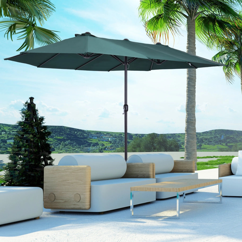 Ombrellone doppio per giardino ¨C Minimal ¨C Verde scuro 455x265x238 cm