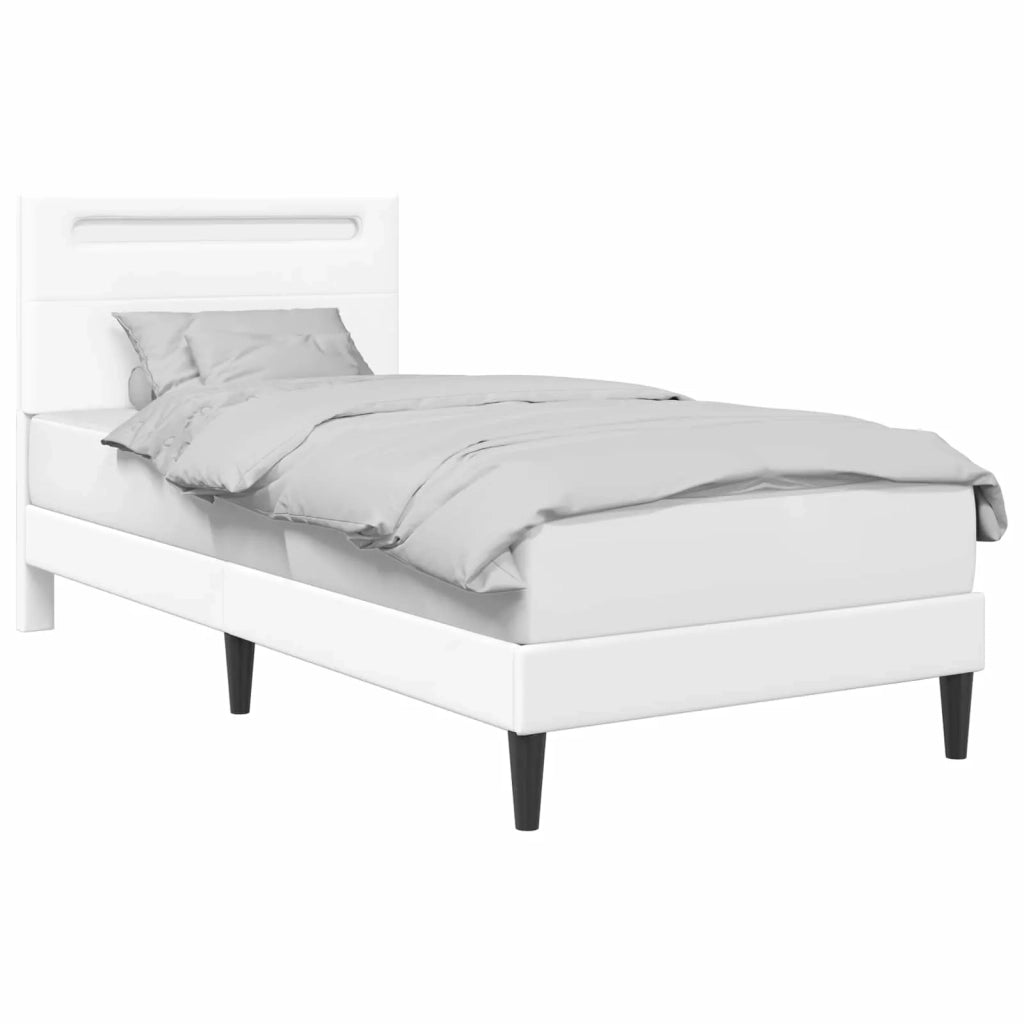 Struttura del letto con testiera-Giroletto Bianco 90 x 190 cm Similpelle 622860