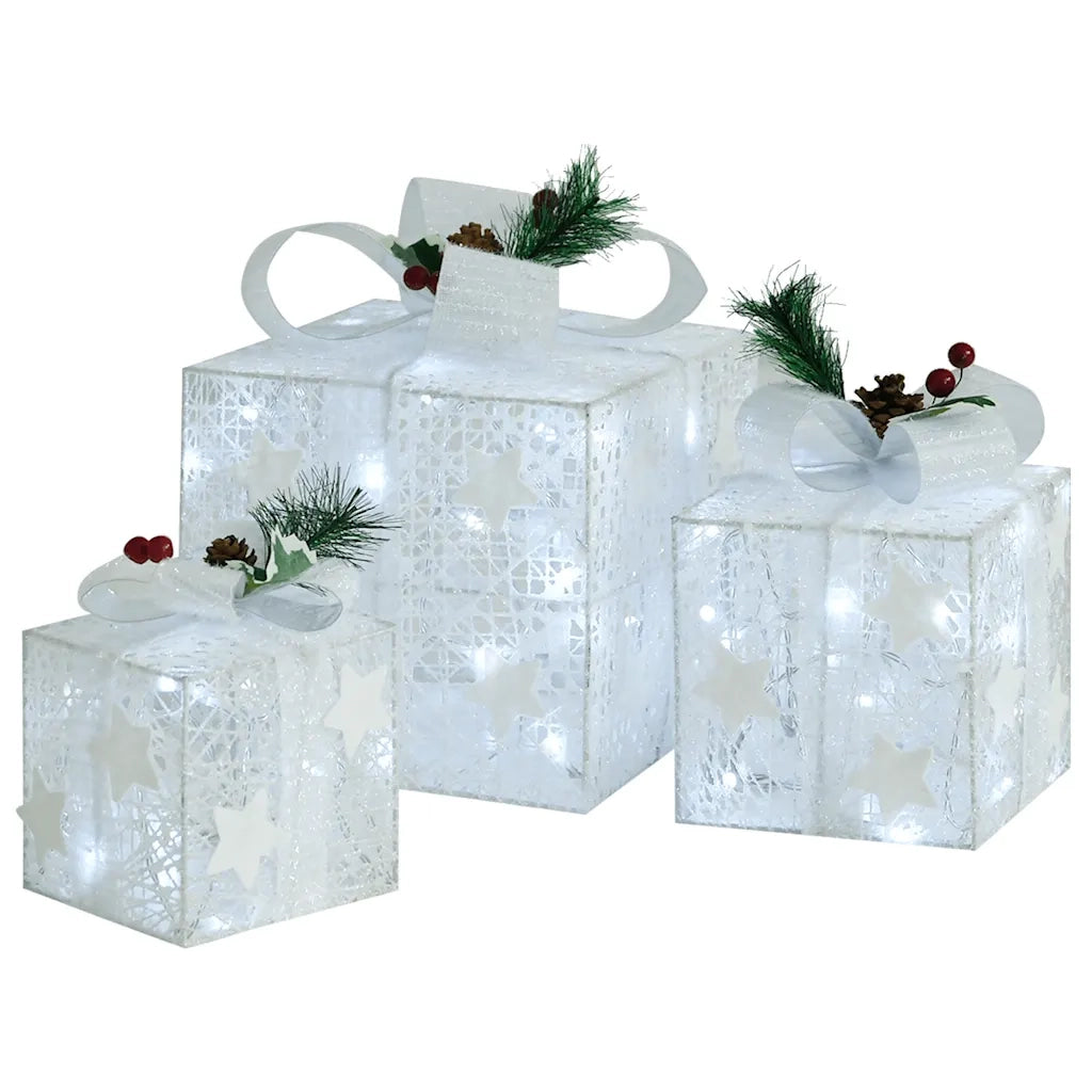 Scatole Regalo Decorative Natale 3pz-Decorazioni natalizie Bianche da Esterno Interni