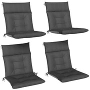 Set 4 Cuscini per Sedie da Giardino ¨C Xylo ¨C Impermeabili Antiscivolo con Lacci 112x53cm Grigio Scuro