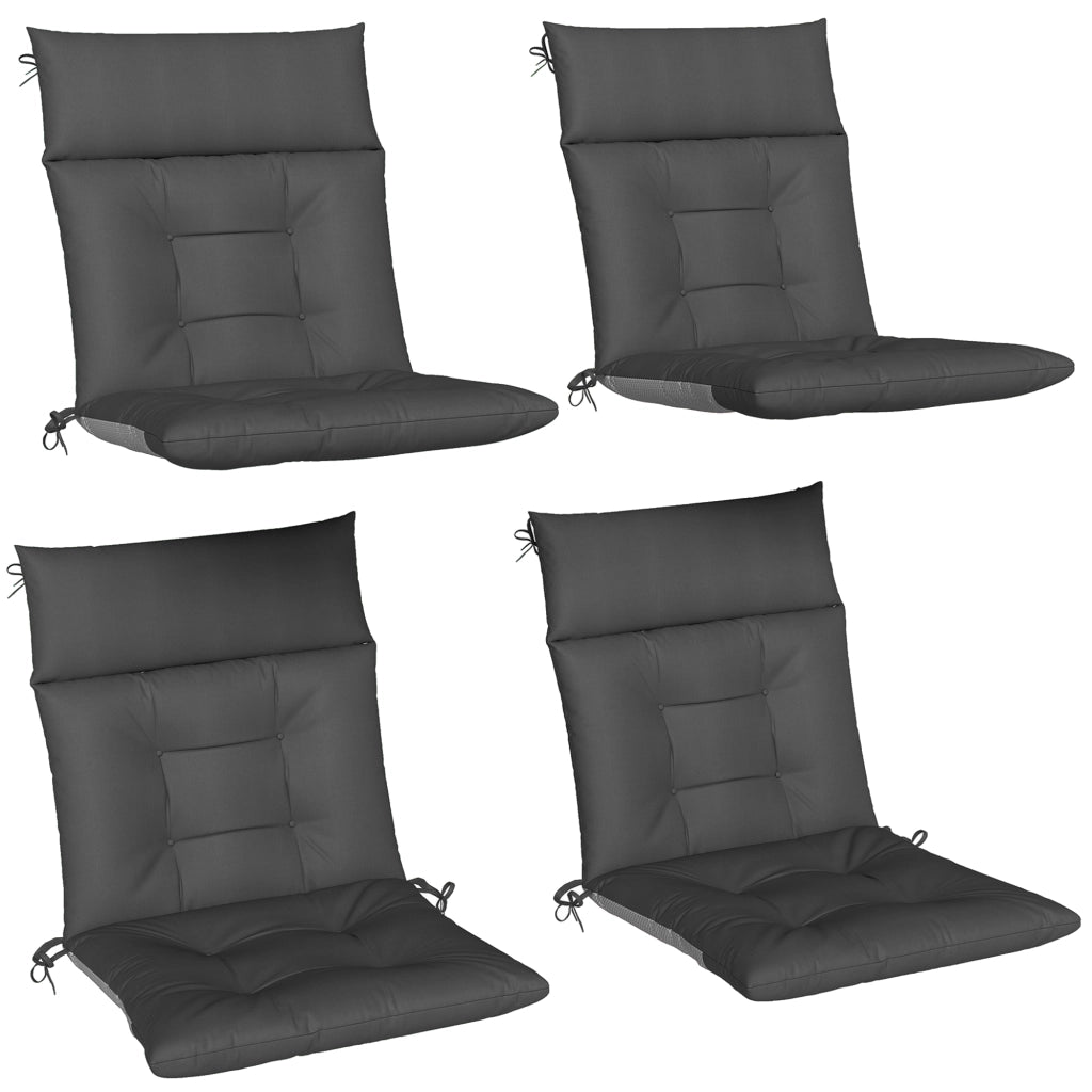 Set 4 Cuscini per Sedie da Giardino ¨C Xylo ¨C Impermeabili Antiscivolo con Lacci 112x53cm Grigio Scuro