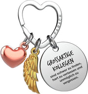 Collega di lavoro Portachiavi Amuleto di Protezione con Cuore e Gravure - Addio Collega Regalo di Addio - Regali per il Lavoro Regalo per il Collega con Cuore