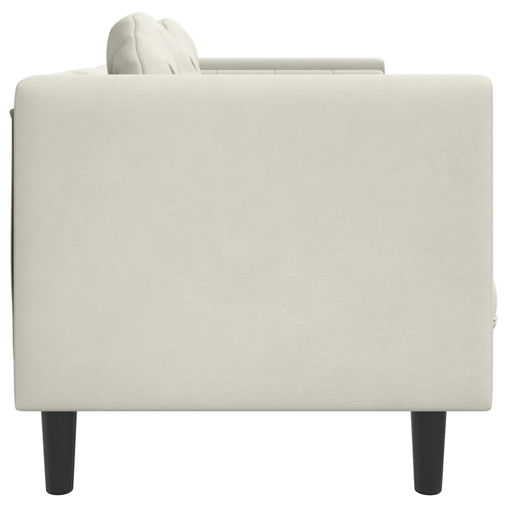 Divano a 3 Posti con Cuscini-Sofa 3 Posti con Cuscini Crema in Velluto