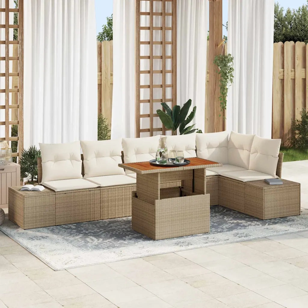 Set Divano da Giardino 7 pcs Beige Poly Rattan 3358710