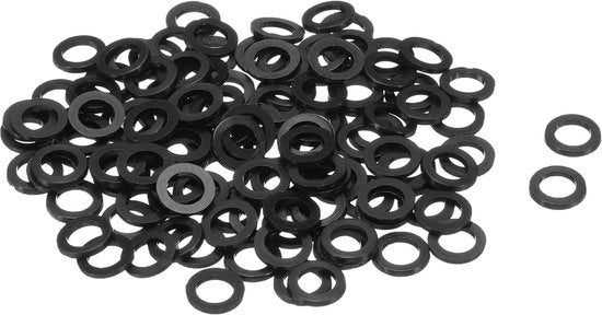 Slitte nylon M5 5 mm, diametro 8 mm, spessore 1 mm, anelli di chiusura lisci in plastica, gomma di sigillatura, nero, 120 pezzi
