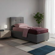 Letto singolo con contenitore Ascoli 102x210x124H tessuto colore ash grigio