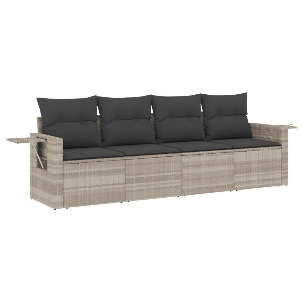 Set Divano da Giardino 4pz con Cuscini Grigio Chiaro Polyrattan 3252219