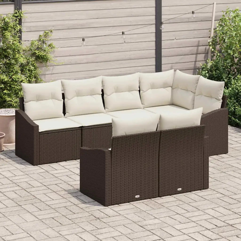 Set di divani con cuscino 7 pcs Marrone polyrattan 3346758