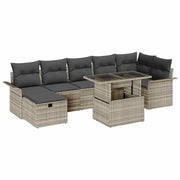Set Divano da Giardino 8 pcs Grigio chiaro Poly Rattan