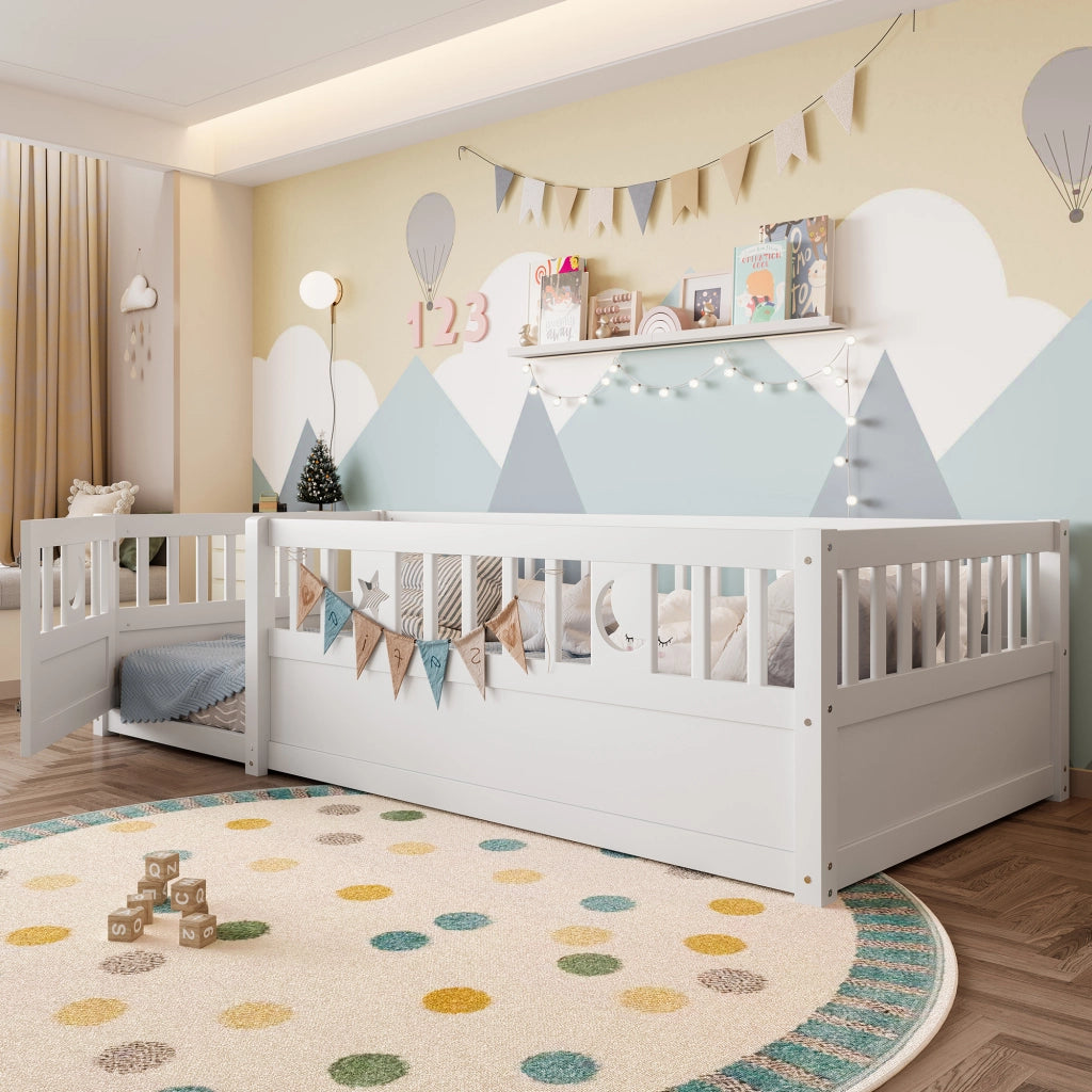 LETTO per bambini con sponde 90x190 cm in pino bianco