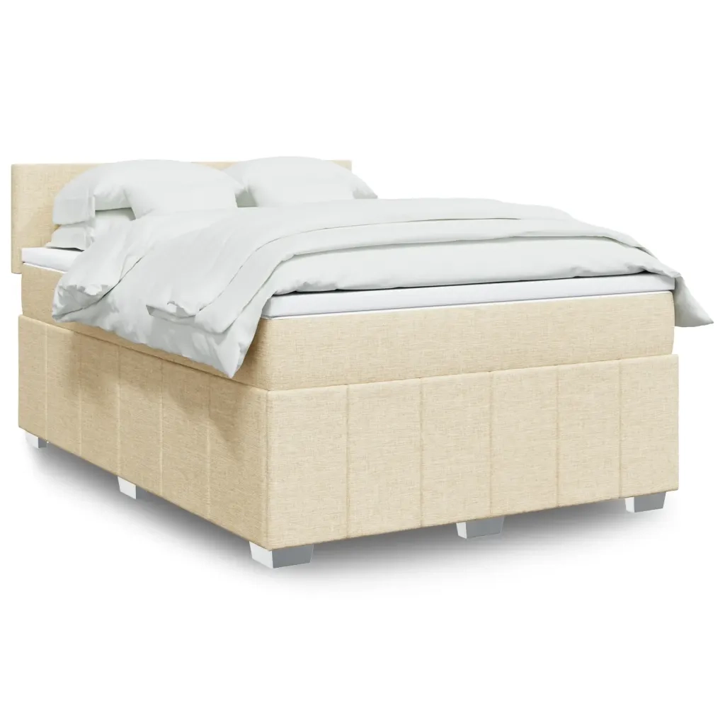 Giroletto a Molle con Materasso Crema 140x200 cm in Tessuto 3287089