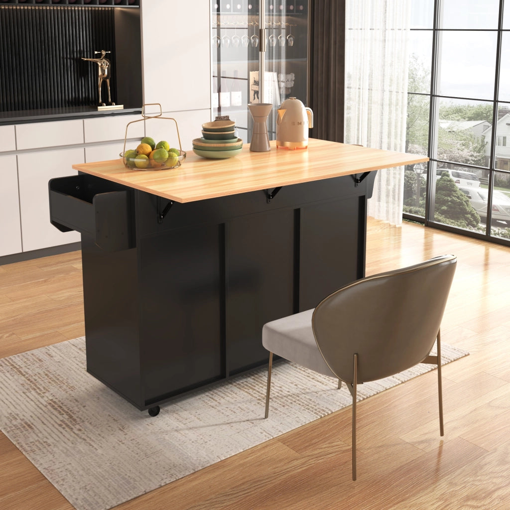 Carrello da cucina con 3 cassetti; 3 vani e piano ribaltabile con ripiani regolabili per cucina e sala da pranzo; 139×46×91.5 cm