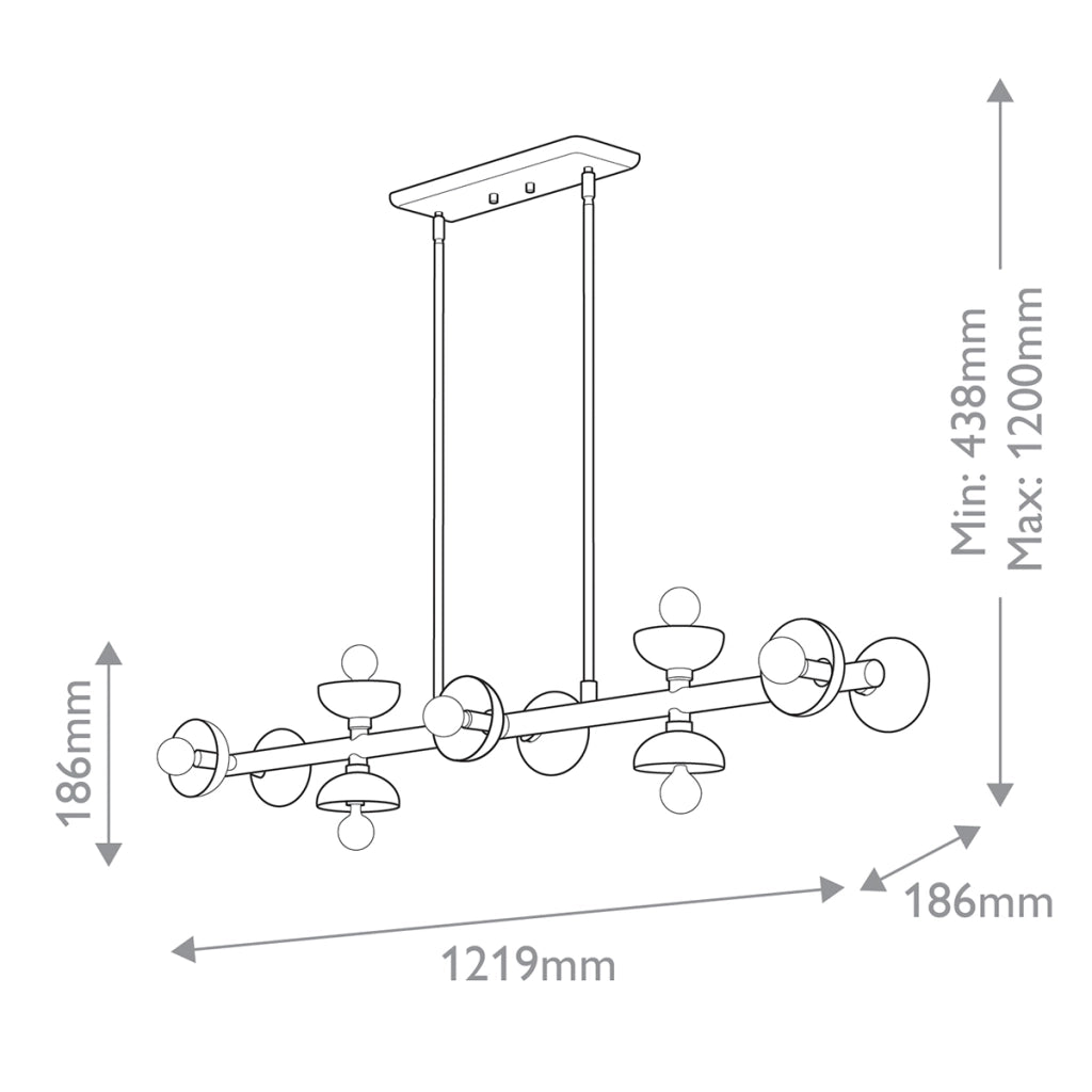 Lampada a sospensione Palta oro 122cm 10xE14 Kichler