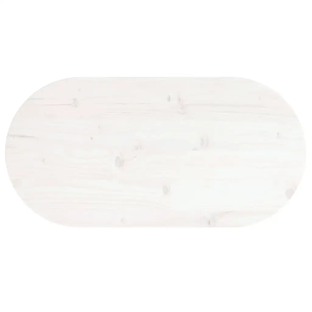 Piano Tavolo Bianco 80x40x2,5cm in Legno Massello di Pino Ovale 824351