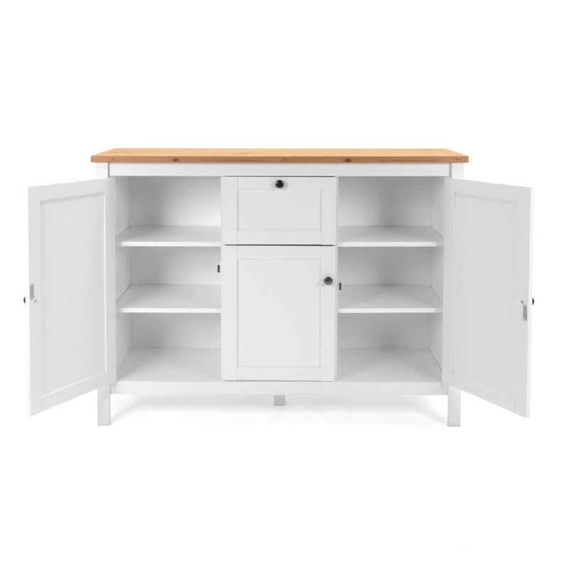 Madia Bergen57 con 3 ante e 1 cassetto bianco e top artisan oak