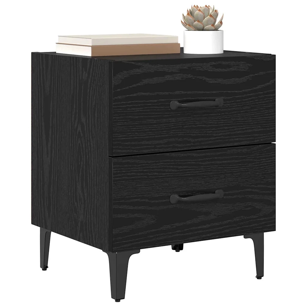Armadietto per letto con cassetto Rovere Nero 40 x 35 x 47,5 cm 880569