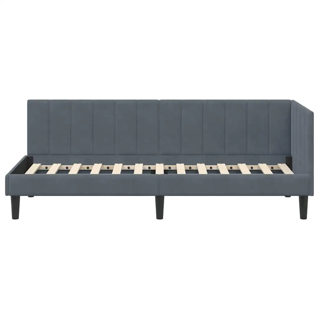 Letto singolo | Letto per adulti | Cornice del letto ad angolo Grigio scuro 80 cm x 200 cm Velluto