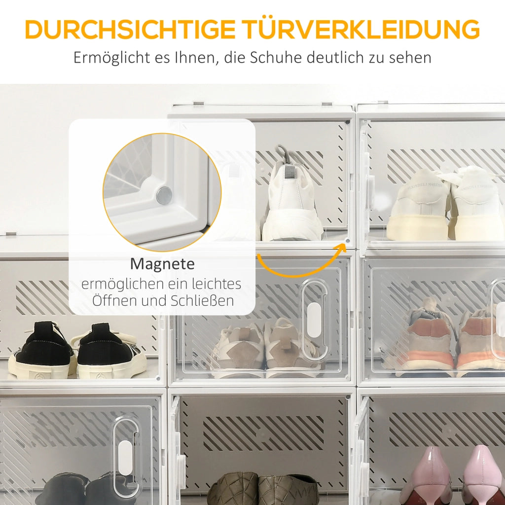 Sistema di organizzazione scarpe 18 pezzi ¨C Zephmum ¨C Bianco, Plastica, 28x36x21 cm
