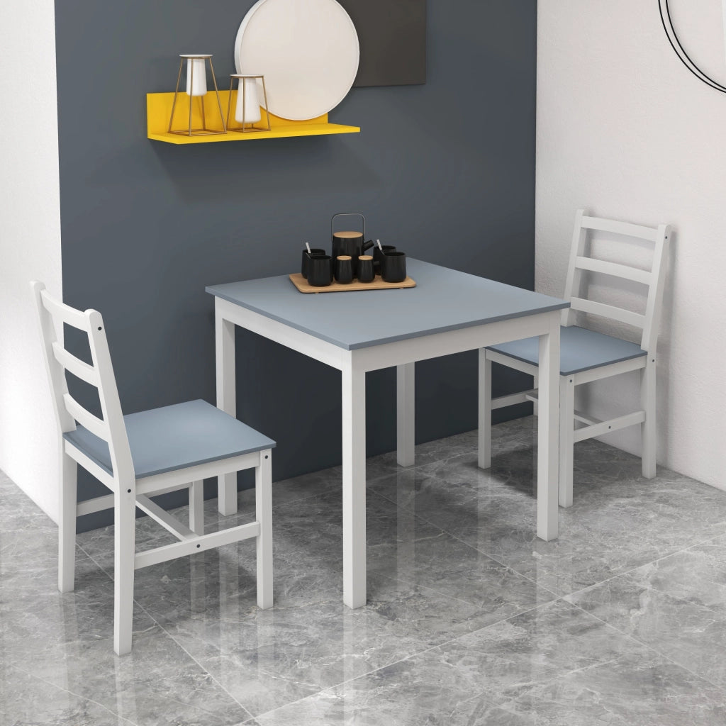 Tavolo da pranzo allungabile con sedie ¨C zephmum ¨C bianco grigio legno