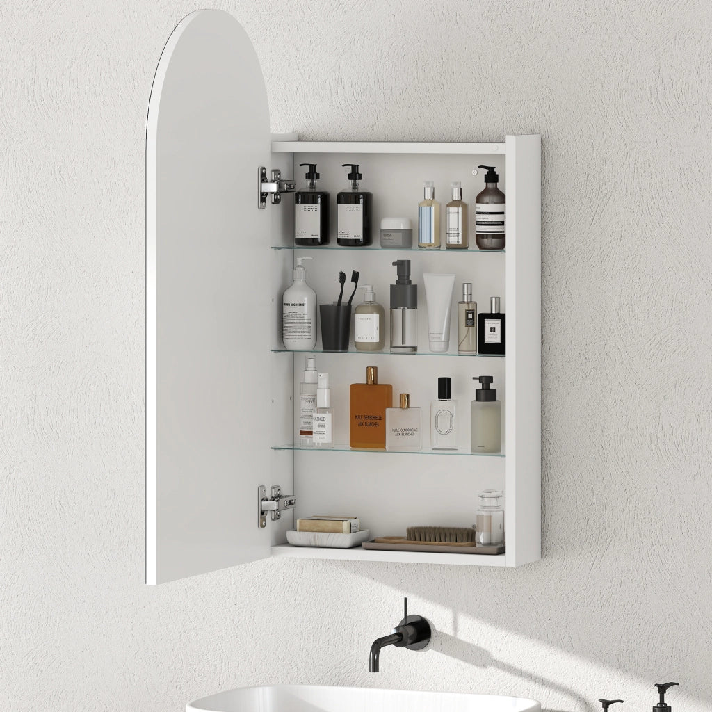 Armadietto a specchio da bagno ¨C Xylo ¨C bianco con ripiani in vetro regolabili