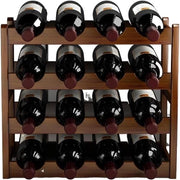 Pannello per vino a 4 livelli in bambù - grande capacità - 16 contenitori per bottiglie - per bar, cantina e dispensa