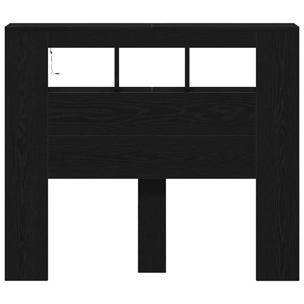 Testiera | Testata LED con lo scaffale Rovere Nero 120 x 18,5 x 103,5 cm